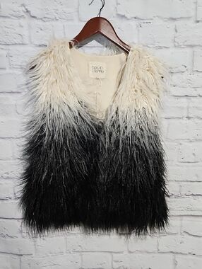 Thread & Supply Ombre Faux Fur Vest in Cream and Black